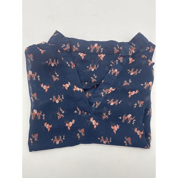 Tunic Shirt for Women Floral Pattern Sheer Collarless Long Sleeves Sz M* Multico - Picture 3 of 5